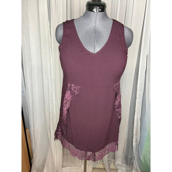 Soft Surroundings tank top lace sides hem purple - Picture 1 of 8